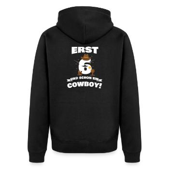 Only 6 and already cowboy / kids gift idea - Unisex Premium Organic Zip Hoodie - black - Back - Nico (187cm)