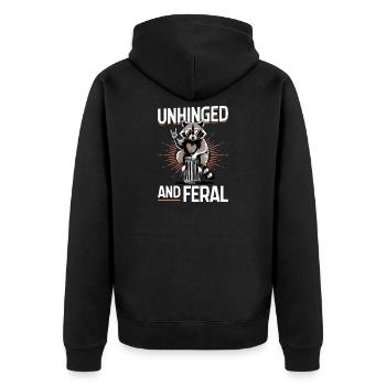 Funny Raccoon - Unisex Premium Bio Zip Hoodie - Schwarz - Hinten - Nico (187cm)