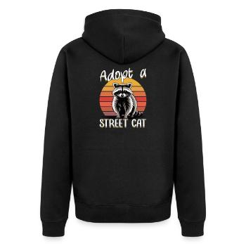 Funny Raccoon - Unisex Premium Bio Zip Hoodie - Schwarz - Hinten - Nico (187cm)