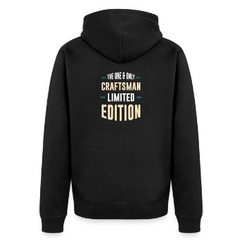 Craftsman Limited Edition Typo - Unisex Premium Bio Zip Hoodie - Schwarz - Hinten - Nico (187cm)
