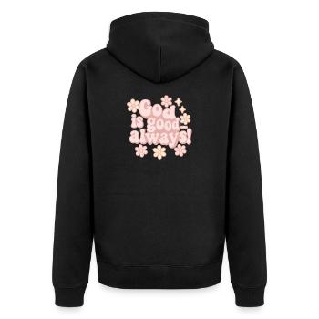 Christian quote: God is always good - Unisex Premium Organic Zip Hoodie - black - Back - Nico (187cm)