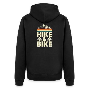 Hike And Bike - Unisex Premium Bio Zip Hoodie - Schwarz - Hinten - Nico (187cm)