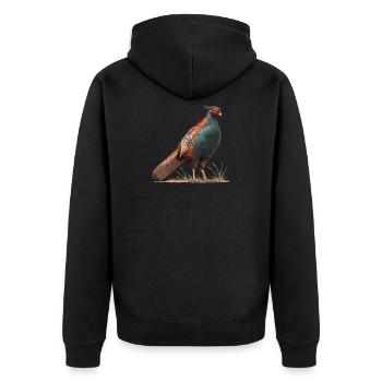 Fasane Fasan - Unisex Premium Bio Zip Hoodie - Schwarz - Hinten - Nico (187cm)