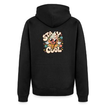 Retro Eiscreme - Unisex Premium Bio Zip Hoodie - Schwarz - Hinten - Nico (187cm)