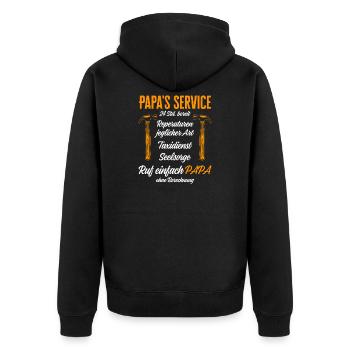Dad's Service Repairs 24h / Funny Humor - Unisex Premium Organic Zip Hoodie - black - Back - Nico (187cm)