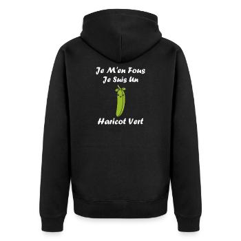 Französische Bohne - Unisex Premium Bio Zip Hoodie - Schwarz - Hinten - Nico (187cm)
