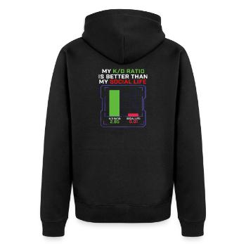 My K/D Ratio Better Than My Social Life Gamer  - Unisex Premium Organic Zip Hoodie - black - Back - Nico (187cm)