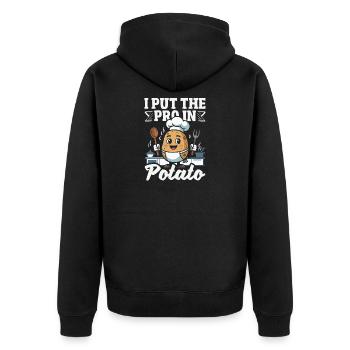 Taters Over Haters Kartoffel - Unisex Premium Bio Zip Hoodie - Schwarz - Hinten - Nico (187cm)