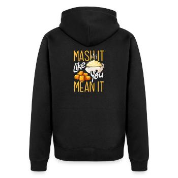 Taters Over Haters Kartoffel - Unisex Premium Bio Zip Hoodie - Schwarz - Hinten - Nico (187cm)