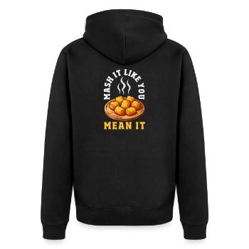 Taters Over Haters Kartoffel - Unisex Premium Bio Zip Hoodie - Schwarz - Hinten - Nico (187cm)