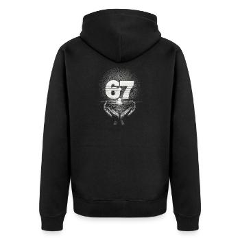 6 7 Mème – Le symbole que seuls les initiés peuvent comprendre - Veste à capuche bio Premium Unisexe - noir - Dos - Nico (187cm)