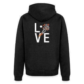 Love Lacrosse Stick Player Passion Sport Lifestyle - Unisex Premium Bio Zip Hoodie - Schwarz - Hinten - Nico (187cm)