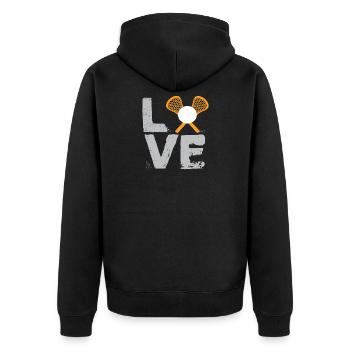 Love Lacrosse Minimal Stick Ball Sports Lifestyle - Unisex Premium Organic Zip Hoodie - black - Back - Nico (187cm)