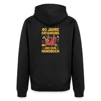 40 Jahre Erfahrung – Kein Handbuch - Unisex Premium Bio Zip Hoodie - Schwarz - Hinten - Nico (187cm)