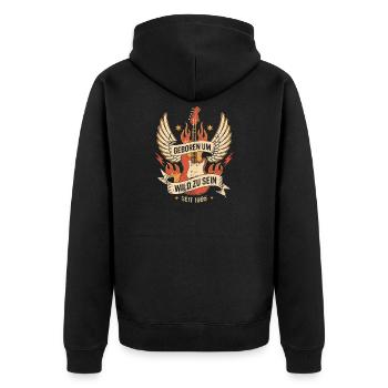 Geboren um Wild zu Sein 1995 - Unisex Premium Bio Zip Hoodie - Schwarz - Hinten - Nico (187cm)