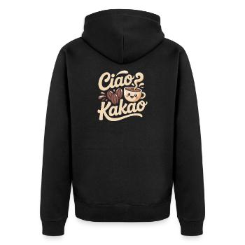 Ciao Cocoa Hot Chocolate Hot Chocolate Goodbye - Unisex Premium Organic Zip Hoodie - black - Back - Nico (187cm)