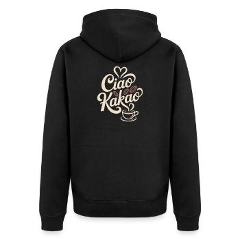 Ciao Kakao Heiße Schokolade Hot Chocolate Tschüss - Unisex Premium Bio Zip Hoodie - Schwarz - Hinten - Nico (187cm)