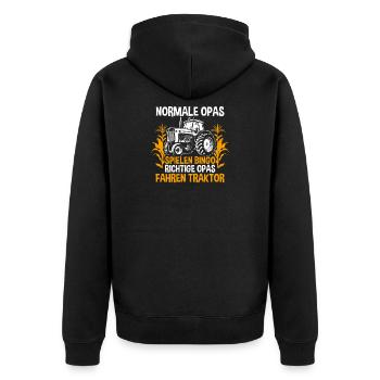 Farmer Farm Farmer Farmer Grandpa Grandpa Trak - Unisex Premium Organic Zip Hoodie - black - Back - Nico (187cm)