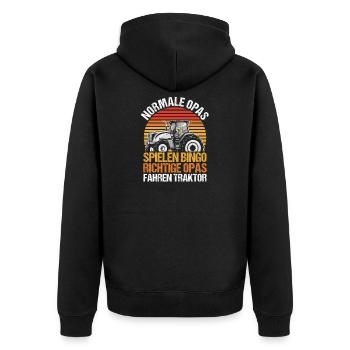Farmer Farm Farmer Farmer Grandpa Grandpa Trak - Unisex Premium Organic Zip Hoodie - black - Back - Nico (187cm)