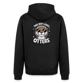 Otter Spruch Jungs Lustiges Otter Geschenk - Unisex Premium Bio Zip Hoodie - Schwarz - Hinten - Nico (187cm)