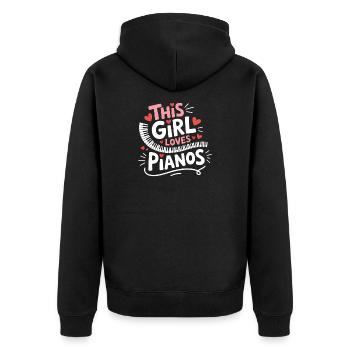 Klavier Spruch Mädchen Lustiges Klavier Geschenk - Unisex Premium Bio Zip Hoodie - Schwarz - Hinten - Nico (187cm)