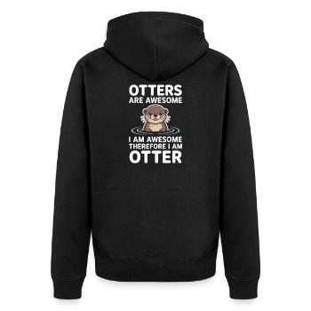 Otter Spruch Otters Lustiges Otter Geschenk - Unisex Premium Bio Zip Hoodie - Schwarz - Hinten - Nico (187cm)