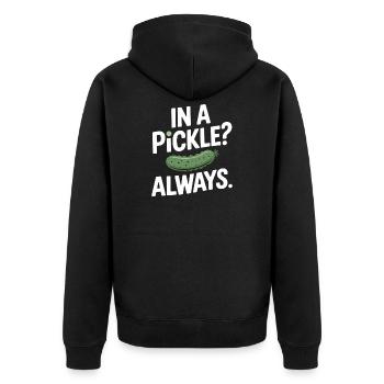 In A Pickle Always Gurken Humor Spruch Englisch - Unisex Premium Bio Zip Hoodie - Schwarz - Hinten - Nico (187cm)