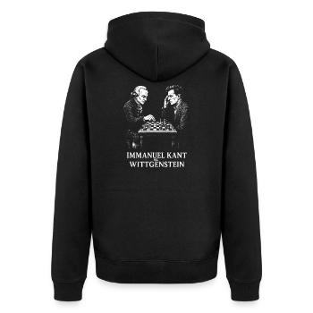 Kant vs Wittgenstein Chess Duel - Unisex Premium Organic Zip Hoodie - black - Back - Nico (187cm)