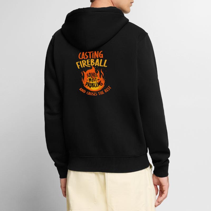 Casting Fireball Solves Problems RPG Gaming  Unisex Premium Organic Zip Hoodie