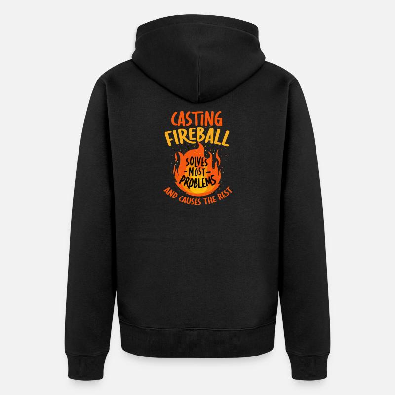 Casting Fireball Solves Problems RPG Gaming  - Unisex Premium Organic Zip Hoodie - black