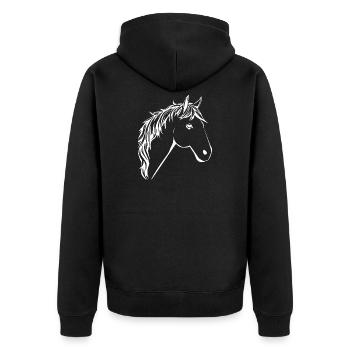 Pferd Pferdekopf Pferde T-shirt Geschenk Reiter  - Unisex Premium Bio Zip Hoodie - Schwarz - Hinten - Nico (187cm)