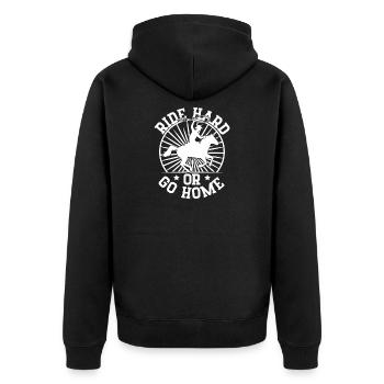 Rodeo Horse Riding Ride Hard Or Go Home Cowboy - Unisex Premium Bio Zip Hoodie - Schwarz - Hinten - Nico (187cm)