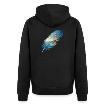 Phare en peinture de paysage de plumes - Veste à capuche bio Premium Unisexe - noir - Dos - Nico (187cm)