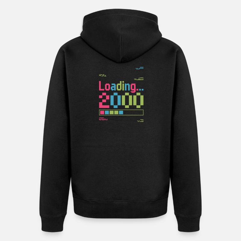 Loading 2000 pixel loading screen - Unisex Premium Organic Zip Hoodie - black