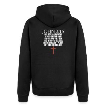 John 3:16 Christian Church of the Faithful John - Unisex Premium Organic Zip Hoodie - black - Back - Nico (187cm)