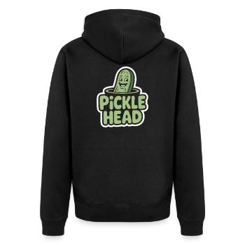 Pickle Head Lustige Gurke Cartoon Humor - Unisex Premium Bio Zip Hoodie - Schwarz - Hinten - Nico (187cm)