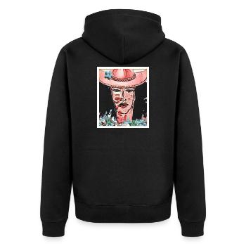 Portrait floral avec des papillons - Veste à capuche bio Premium Unisexe - noir - Dos - Nico (187cm)
