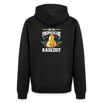 Weihnachtsmann Käse  Weihnachtszeit Weihnachts - Unisex Premium Bio Zip Hoodie - Schwarz - Hinten - Nico (187cm)