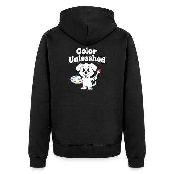 Farbfreigeist Hund - Unisex Premium Bio Zip Hoodie - Schwarz - Hinten - Nico (187cm)