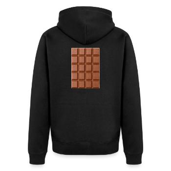 Schokolade - Unisex Premium Bio Zip Hoodie - Schwarz - Hinten - Nico (187cm)