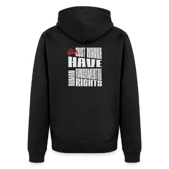 Fundamental Women's Rights Shirt - Unisex Premium Organic Zip Hoodie - black - Back - Nico (187cm)