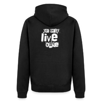 Nur Ein Leben - Unisex Premium Bio Zip Hoodie - Schwarz - Hinten - Nico (187cm)