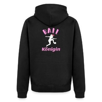 Ballkönigin - für feminine Fußballerinnen - Unisex Premium Bio Zip Hoodie - Schwarz - Hinten - Nico (187cm)