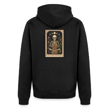 Der Gothic Skelett Tarot Kartenleser - Unisex Premium Bio Zip Hoodie - Schwarz - Hinten - Nico (187cm)