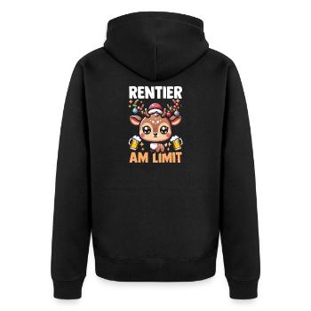 Weihnachtsmann Rentier Bier Weihnachtszeit Weihnac - Unisex Premium Bio Zip Hoodie - Schwarz - Hinten - Nico (187cm)