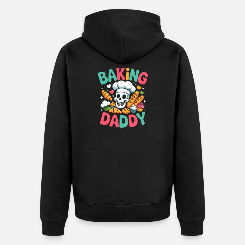 Baking Daddy Skull Baking Art - Unisex Premium Organic Zip Hoodie - black