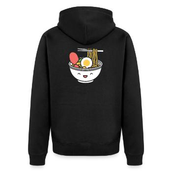 Ramen - Unisex Premium Bio Zip Hoodie - Schwarz - Hinten - Nico (187cm)