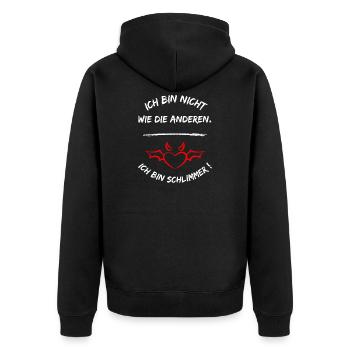 Ich Bin Nicht Wie Die Anderen Ich Bin Schlimmer - Unisex Premium Bio Zip Hoodie - Schwarz - Hinten - Nico (187cm)