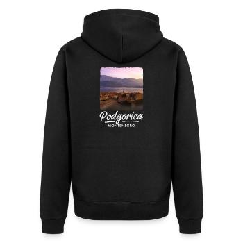 Podgorica Montenegro - Unisex Premium Bio Zip Hoodie - Schwarz - Hinten - Nico (187cm)