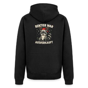 Weihnachten Waschbär Humor Lustig Witzig Xmas  - Unisex Premium Bio Zip Hoodie - Schwarz - Hinten - Nico (187cm)